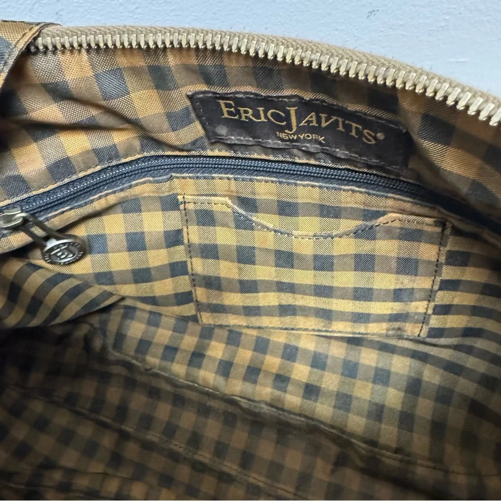 Eric Javits New York Squishee Striped Straw Chain‎ Strap Hobo Bag